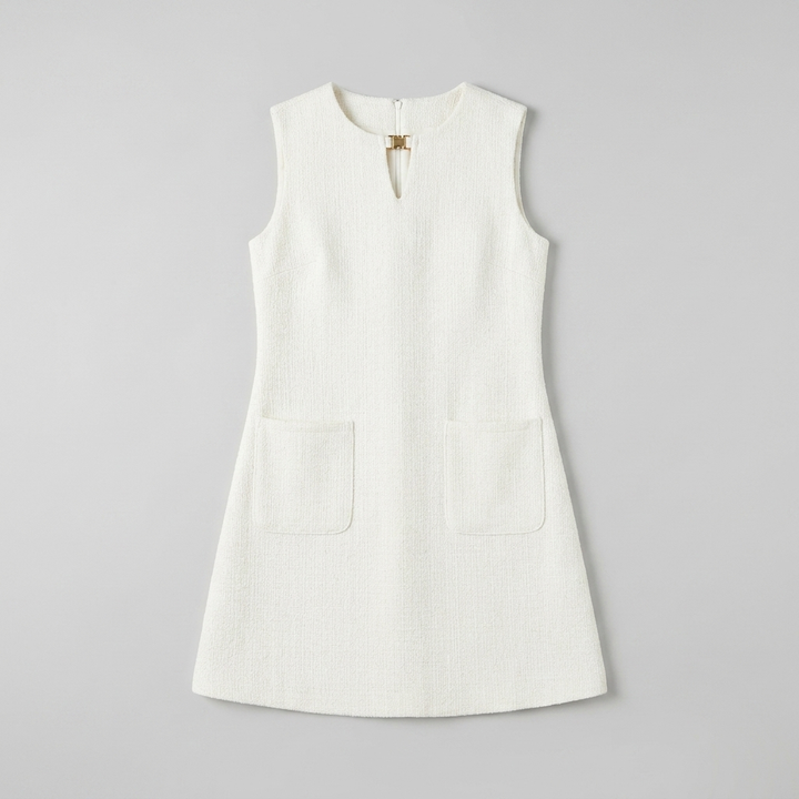 Luna white buckle shift mini dress product flat-lay