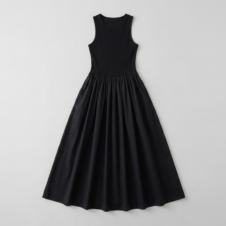 Luna sleeveless rayon maxi dress product flat-lay