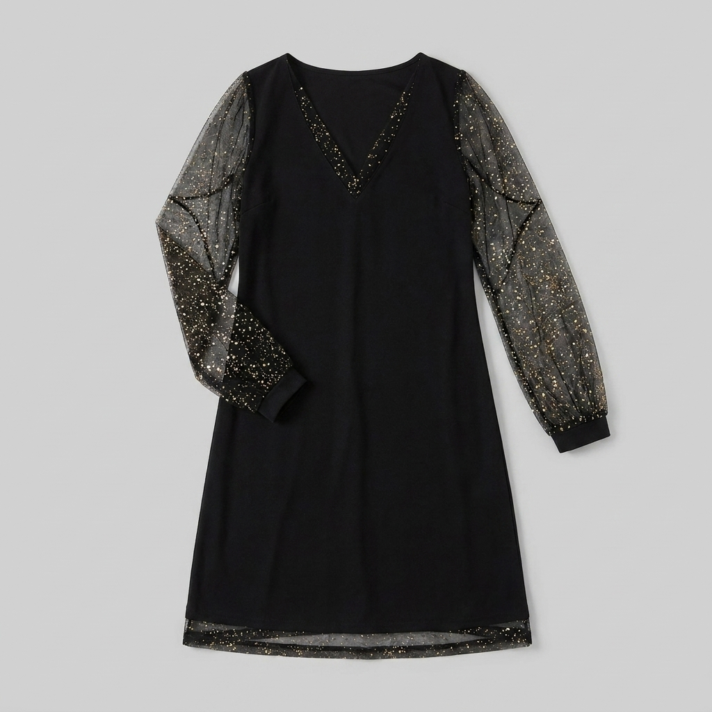 Matilda black evening dress product flat-lay