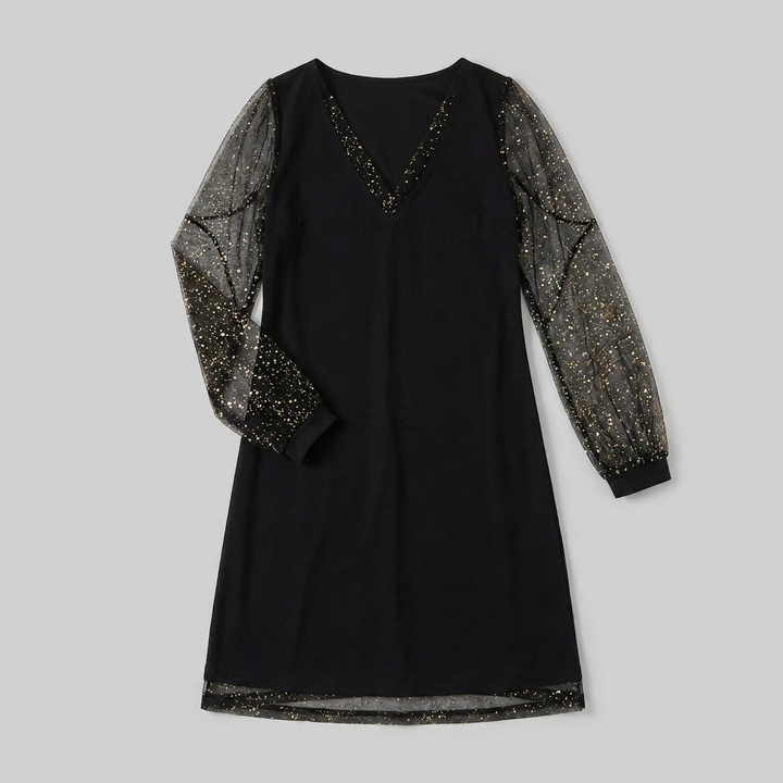 Matilda black evening dress product flat-lay