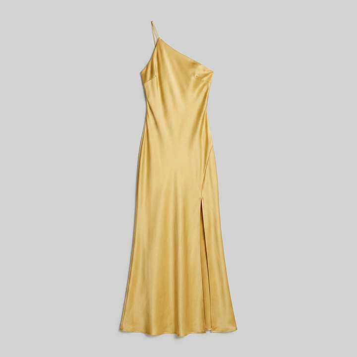 Mira satin open-back maxi product flat-lay