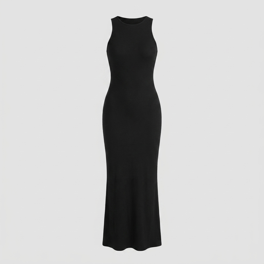 Nora black modal sleeveless maxi dress product flat-lay
