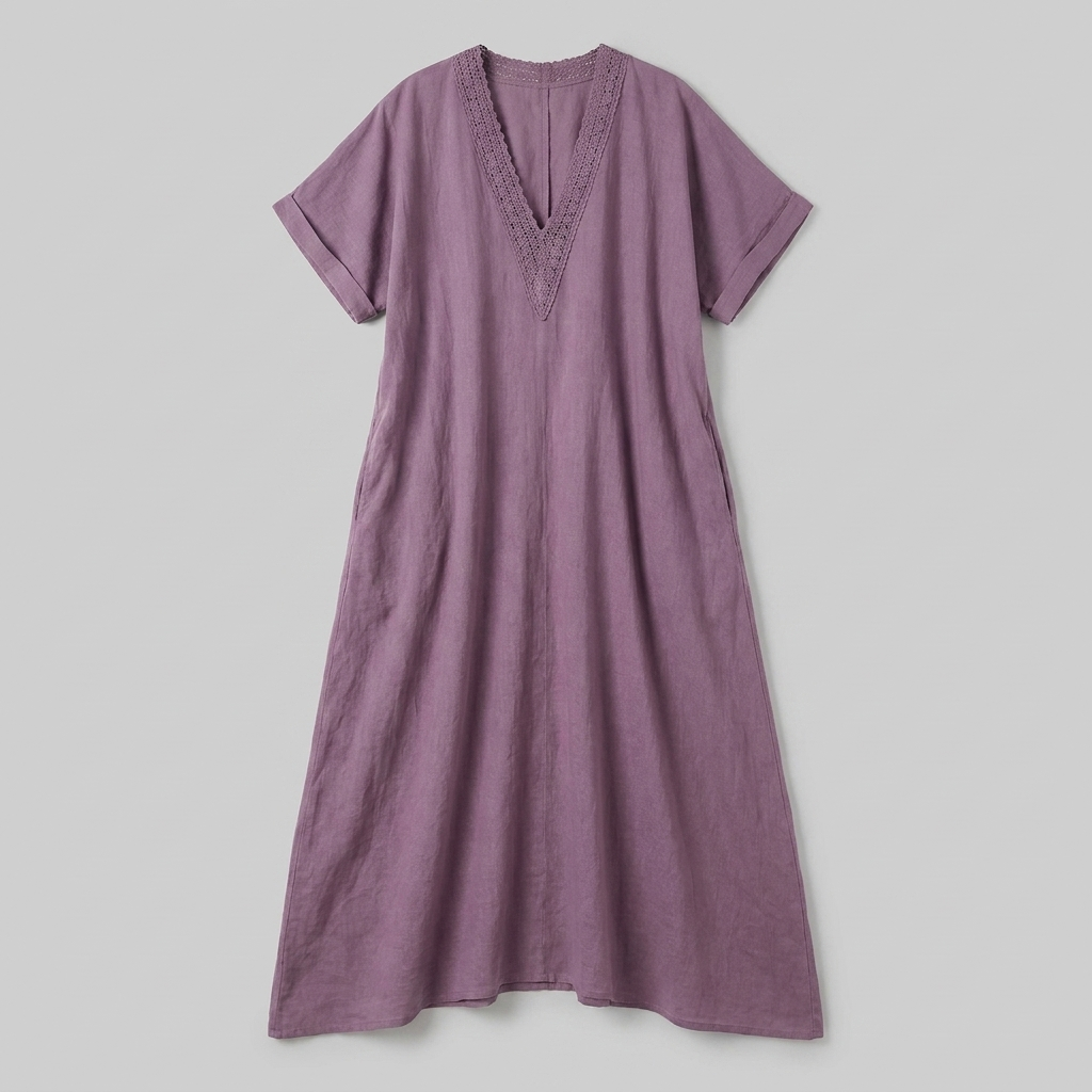 Riva purple lace kaftan maxi dress product flat-lay