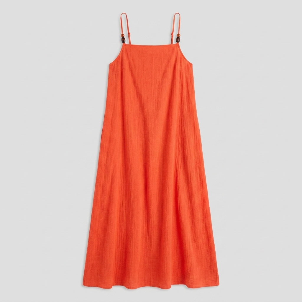 Liora flame orange gauze cover-up maxi dress product flat-lay