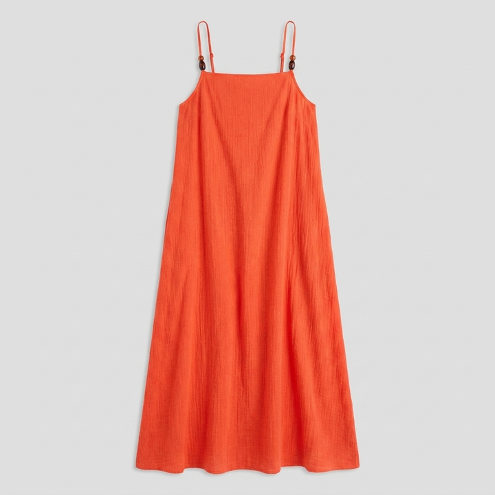 Liora flame orange gauze cover-up maxi dress product flat-lay