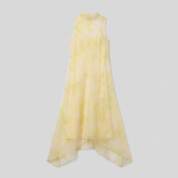 Auden lemon organza high-low midi dress product flat-lay