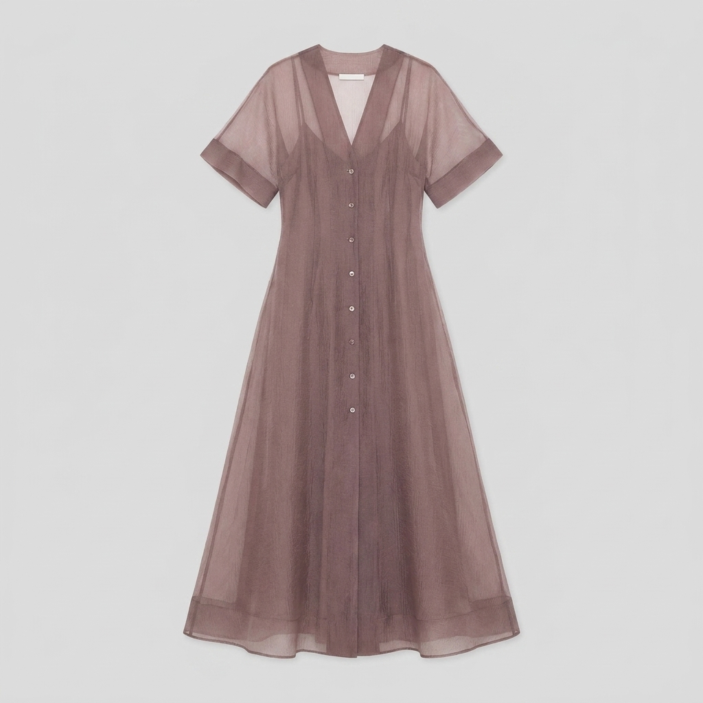 Elysia mink organza A-line midi dress product flat-lay