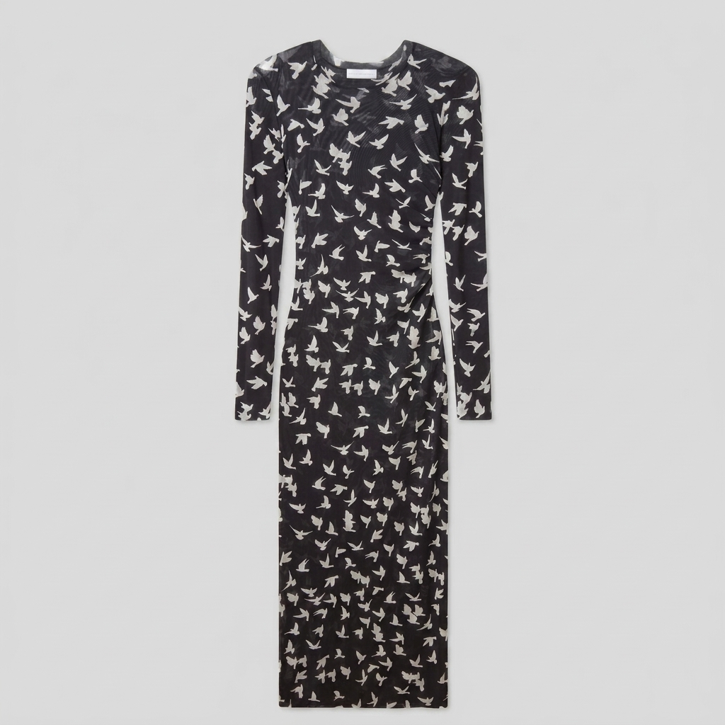Sienna Women's Dress zwart vogelprint - productfoto