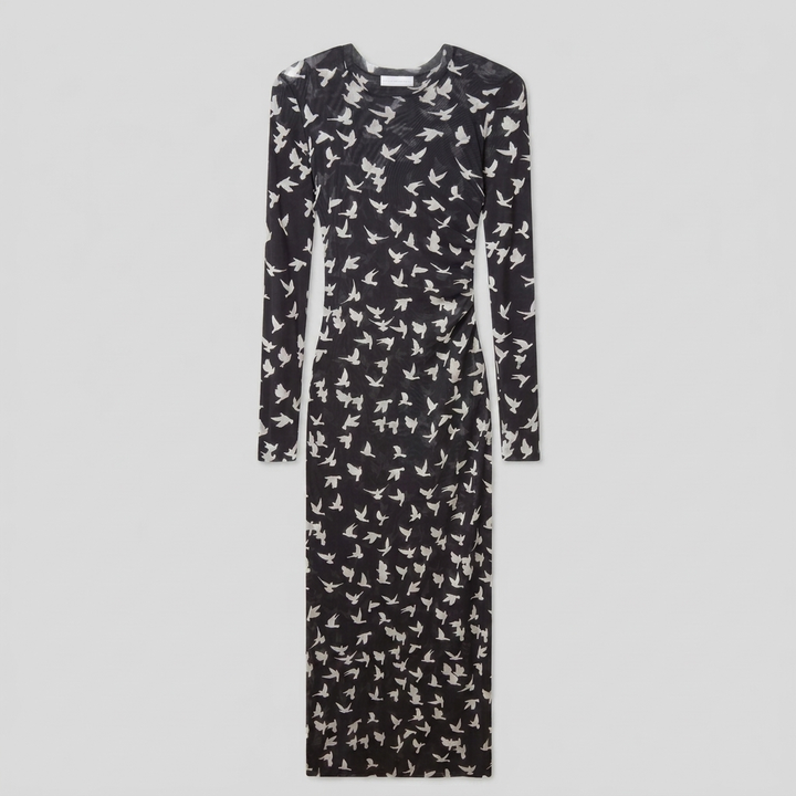Sienna Women's Dress zwart vogelprint - productfoto