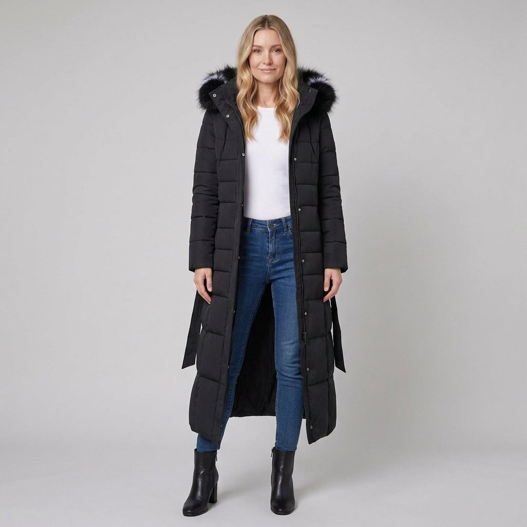 Quinna puffer zwart - model voor