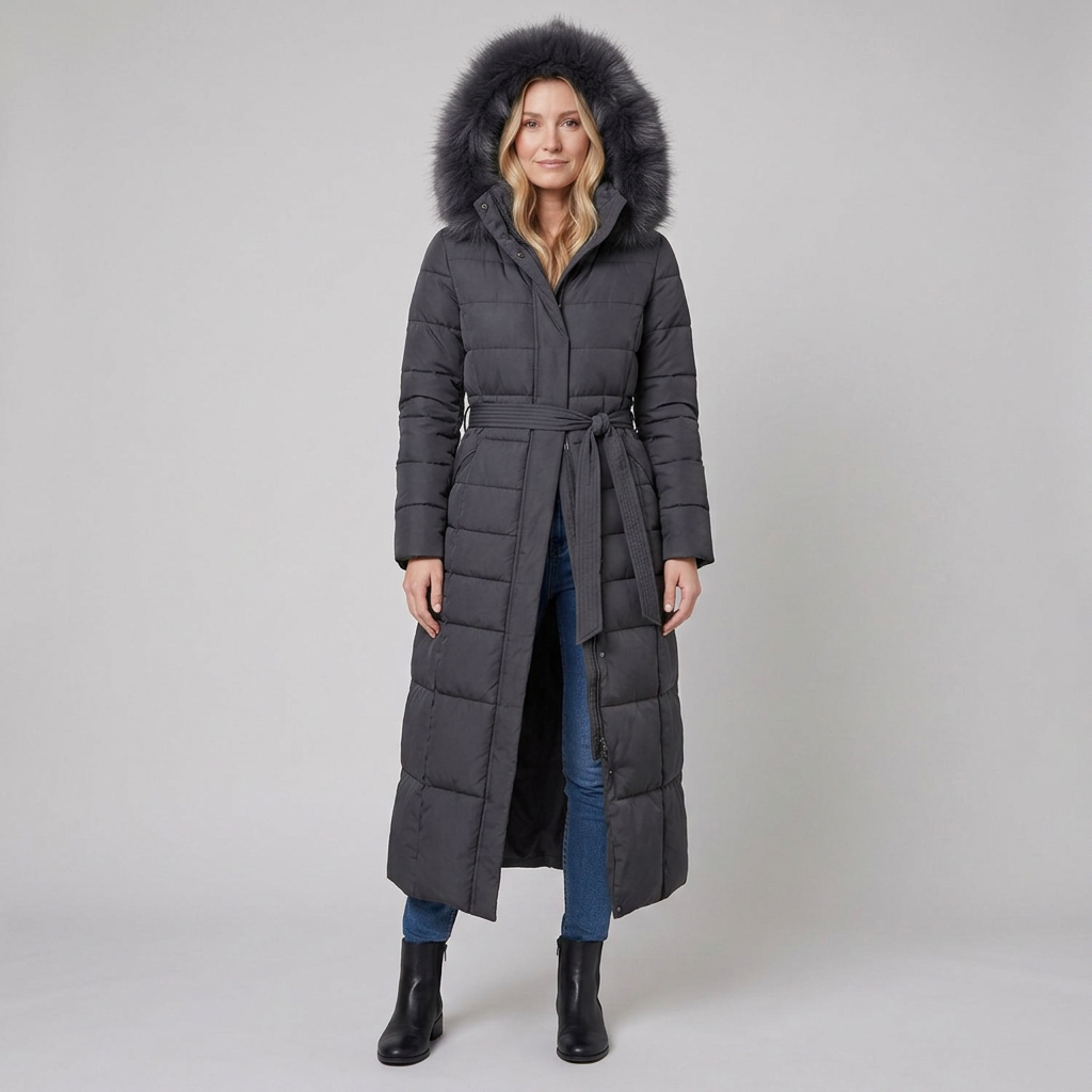 Quinna puffer donkergrijs - model