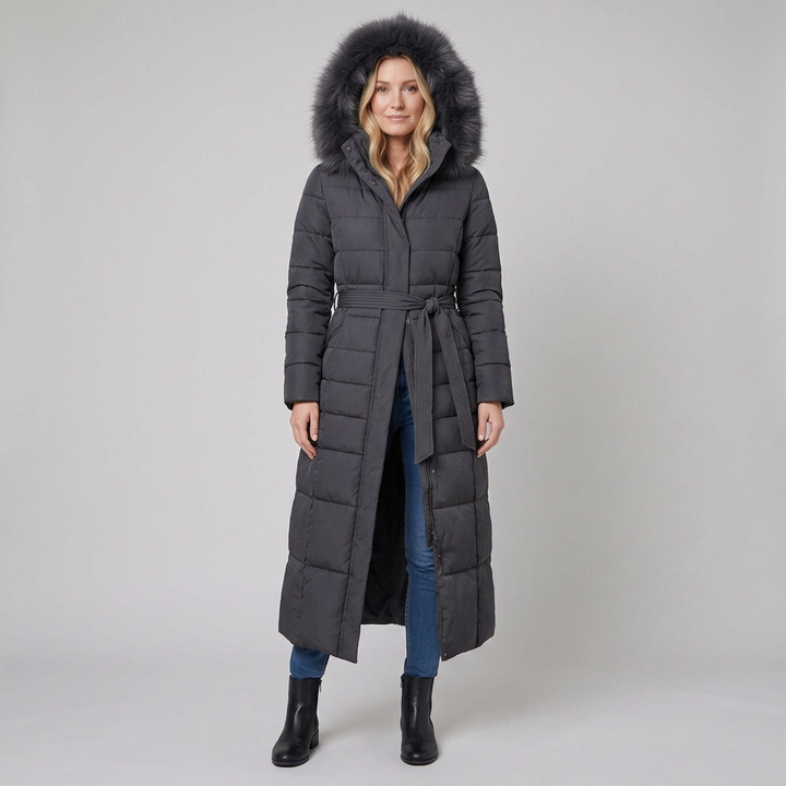 Quinna puffer donkergrijs - model