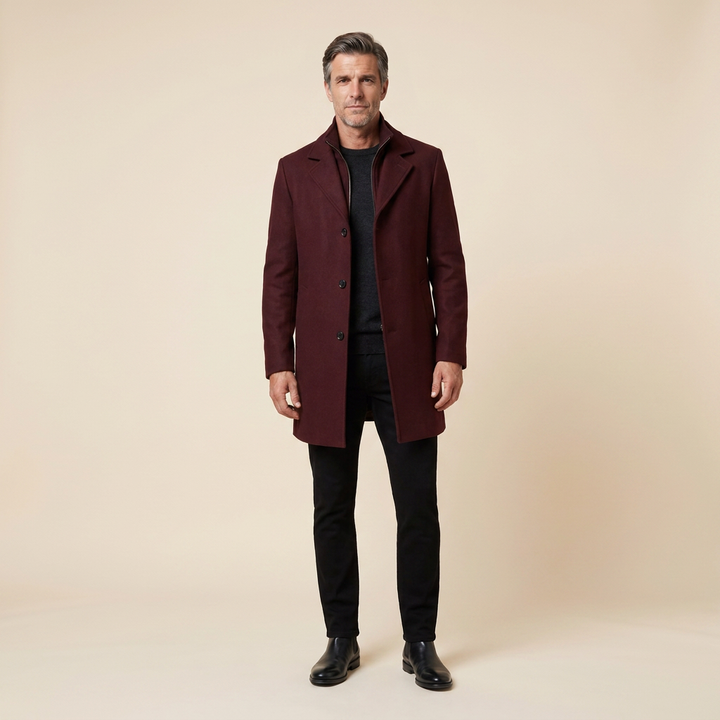 Talon overjas burgundy - model