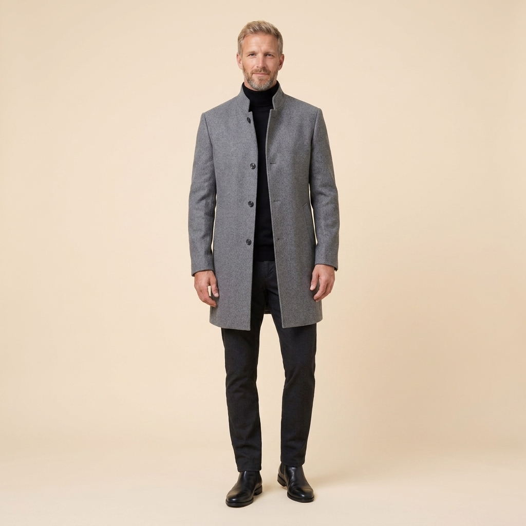 Garrick overjas grijs - model voor