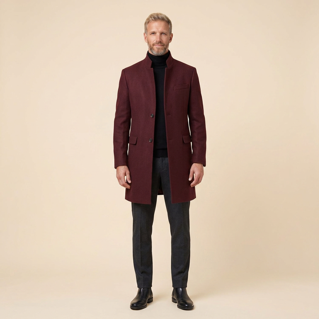 Garrick overjas burgundy - model