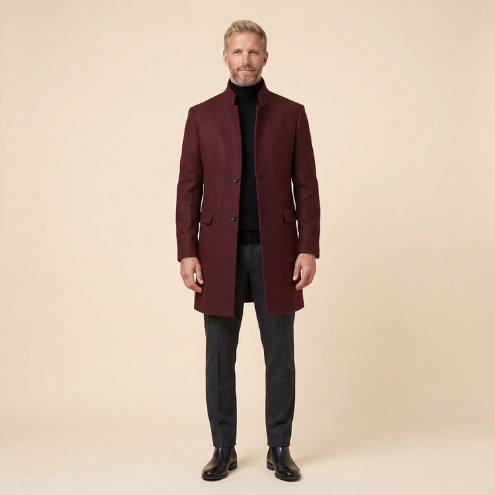 Garrick overjas burgundy - model
