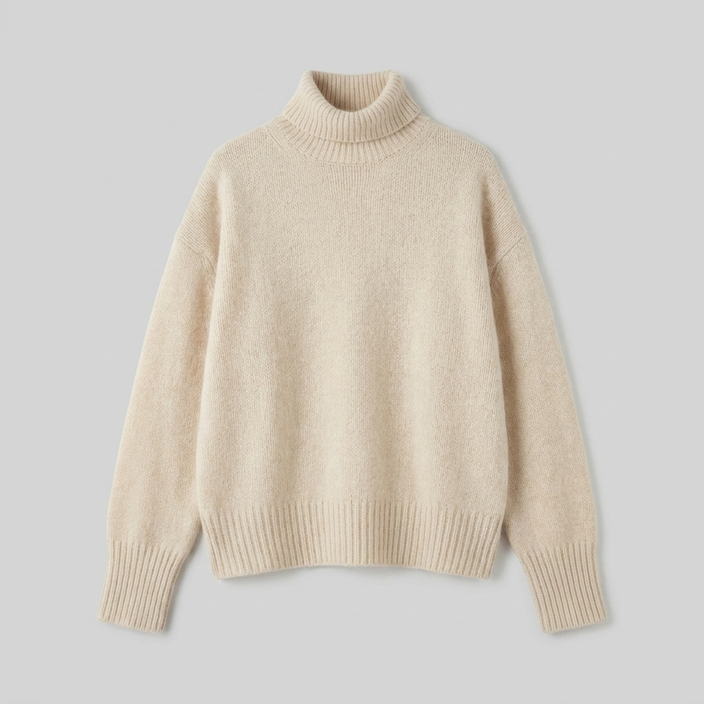 Liora cashmere turtleneck beige product flat-lay