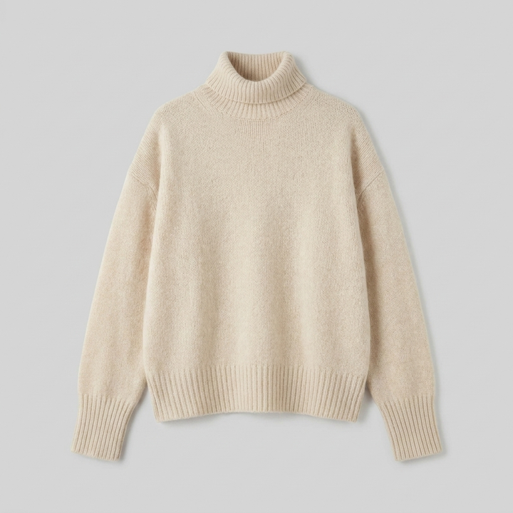 Liora cashmere turtleneck beige product flat-lay