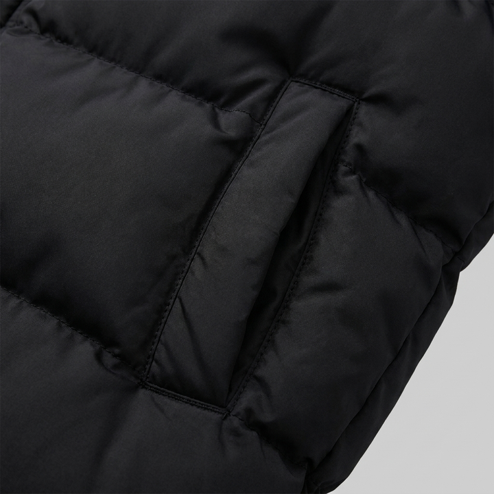 Liora puffer coat quilted fabric close-up