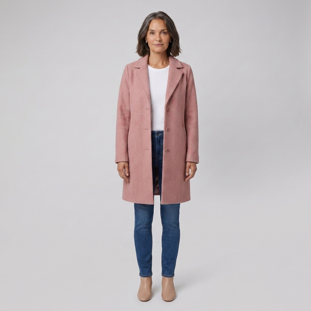 Baylea wool coat pink front on model