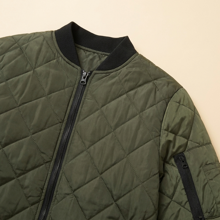 Grayson bomber collar zip pocket detail