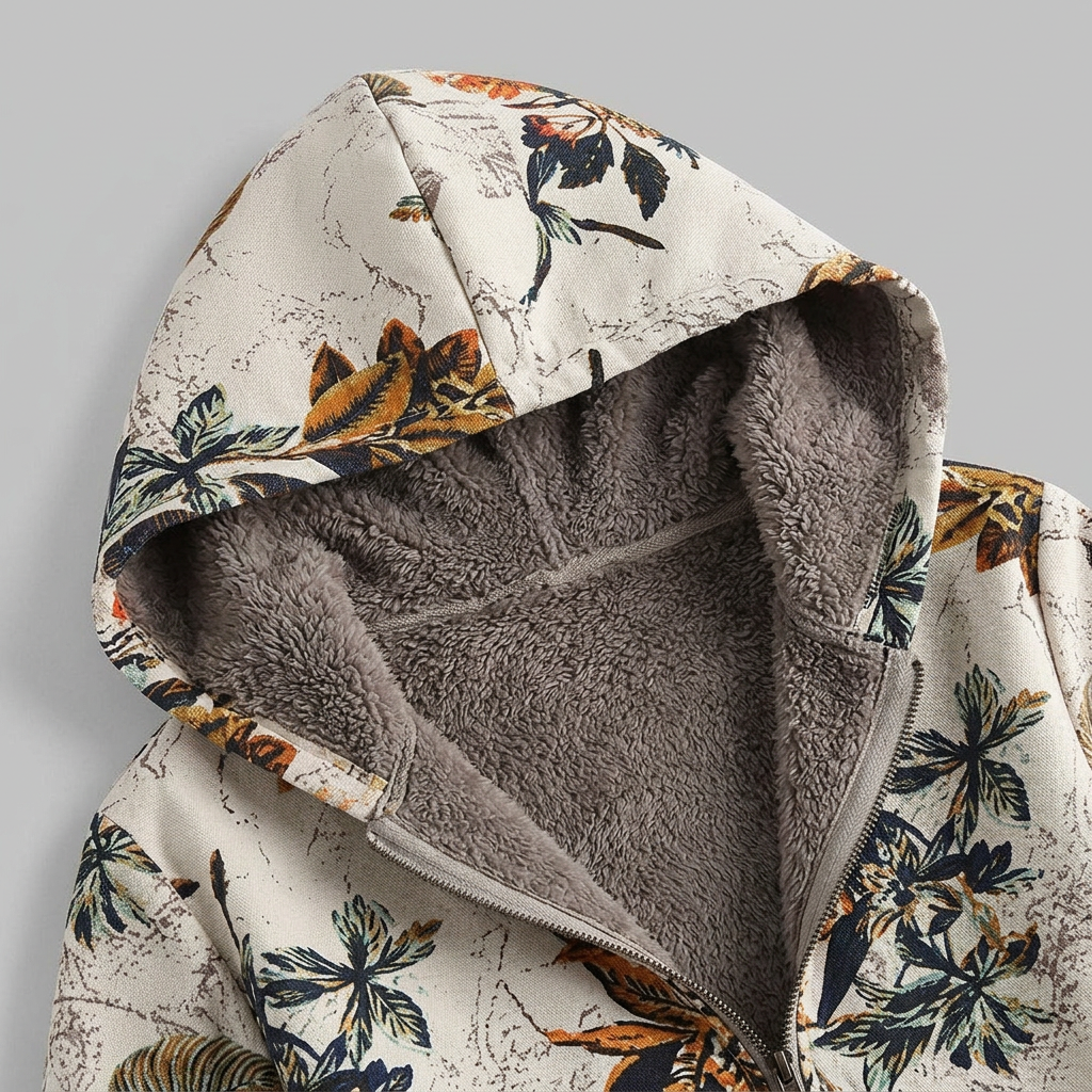 Flora parka hood fleece lining detail