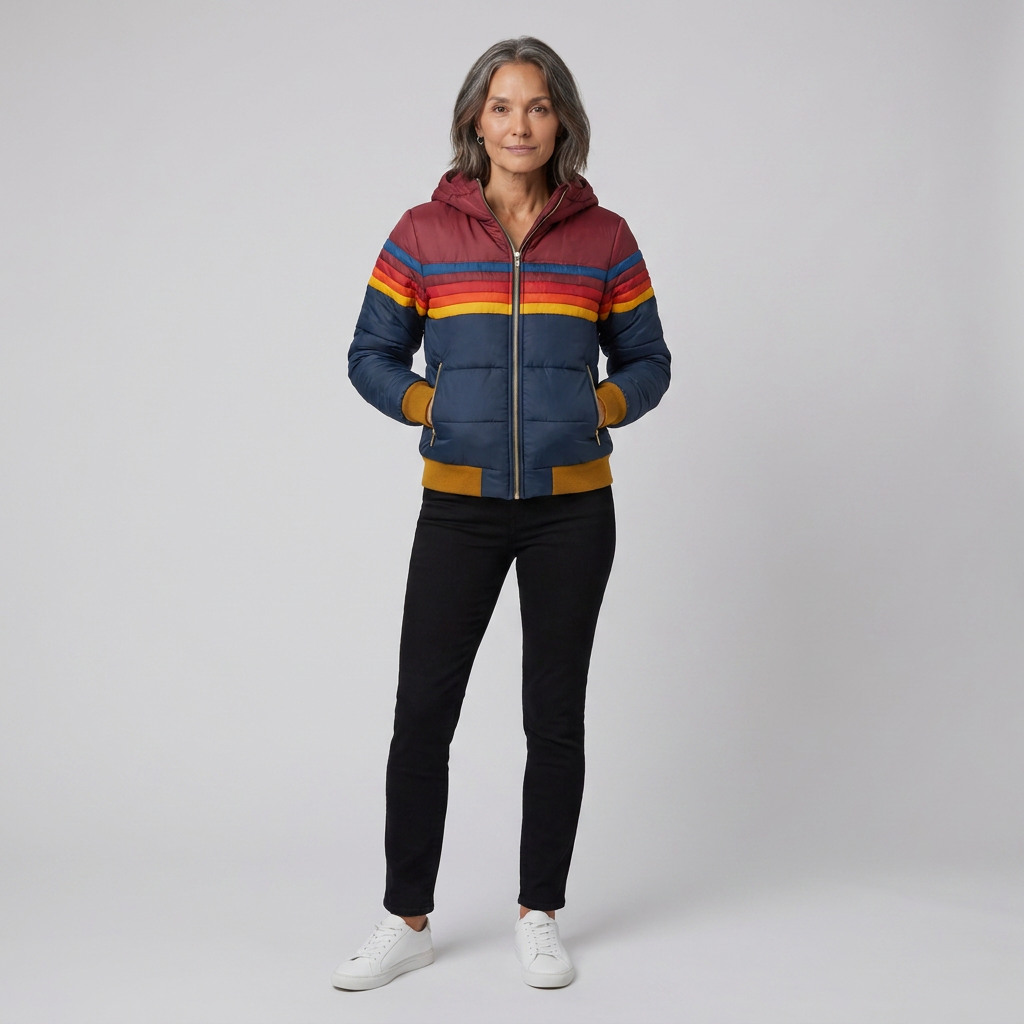 Marietta retro puffer navy pose