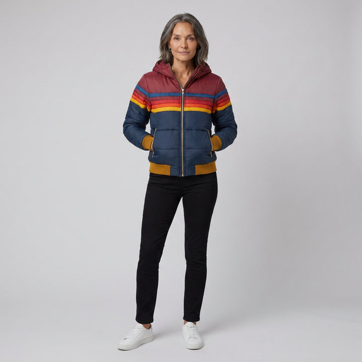 Marietta retro puffer navy pose