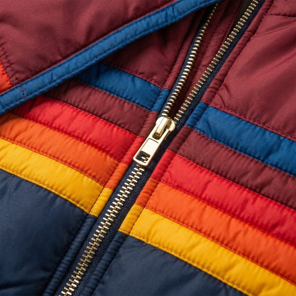 Marietta retro puffer rainbow detail