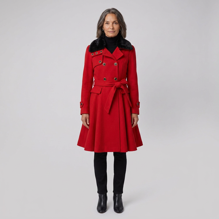 Nora wool trench red front