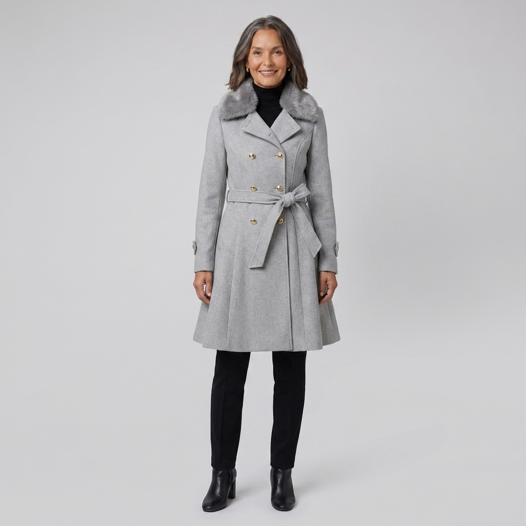 Nora wool trench gray front