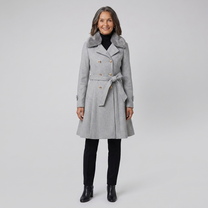 Nora wool trench gray front