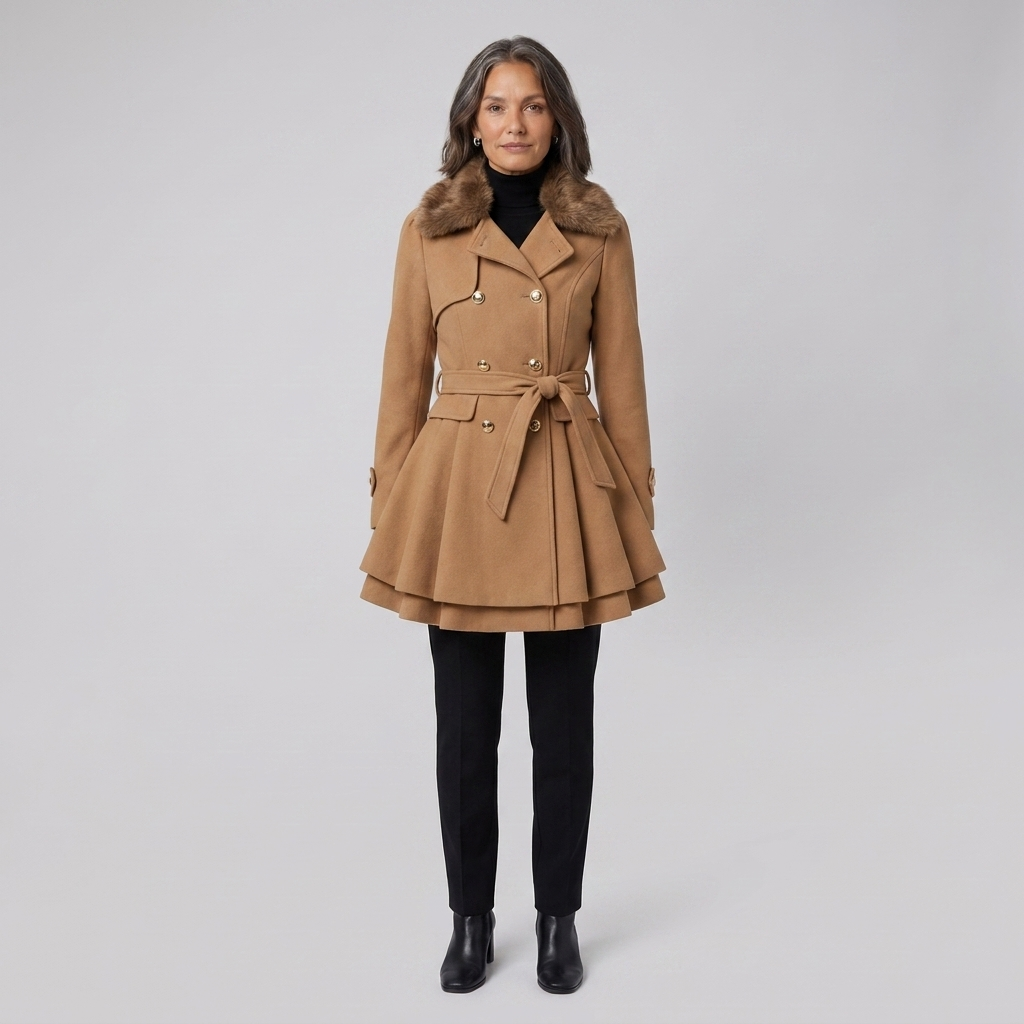 Nora wool trench camel front