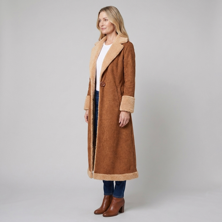 Jovia suede coat side