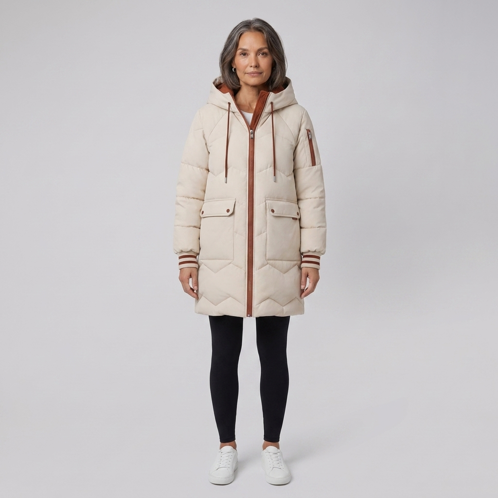 Bella beige puffer front