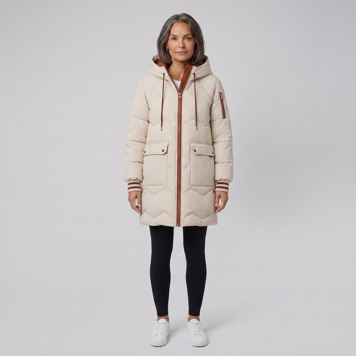 Bella beige puffer front