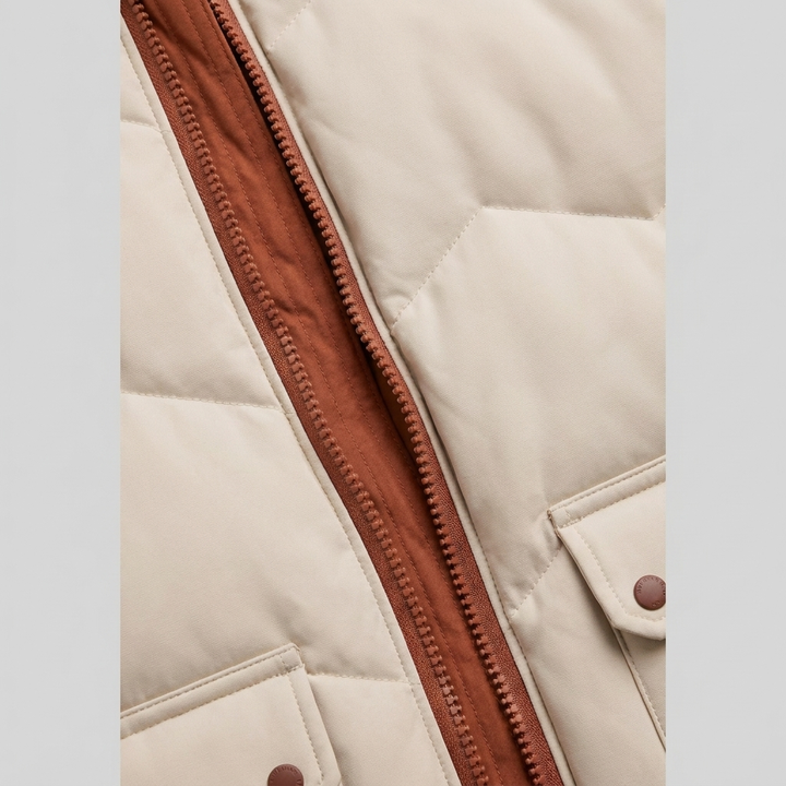 Bella beige puffer detail