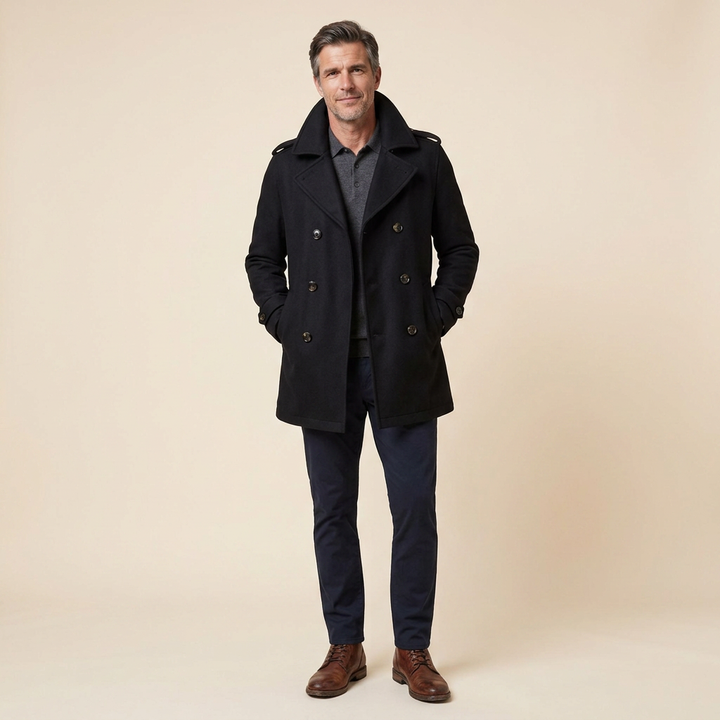 Maverick peacoat black pose