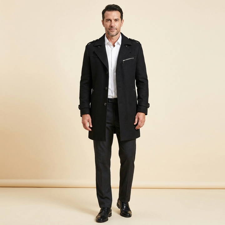 Haven wool coat black front