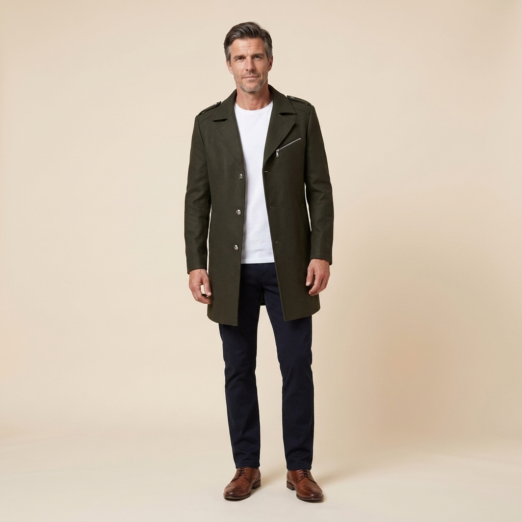 Haven wool coat green front