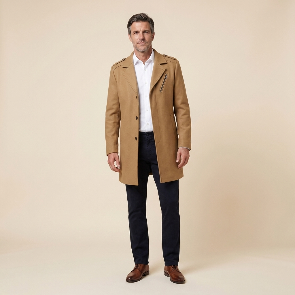 Haven wool coat dark beige front
