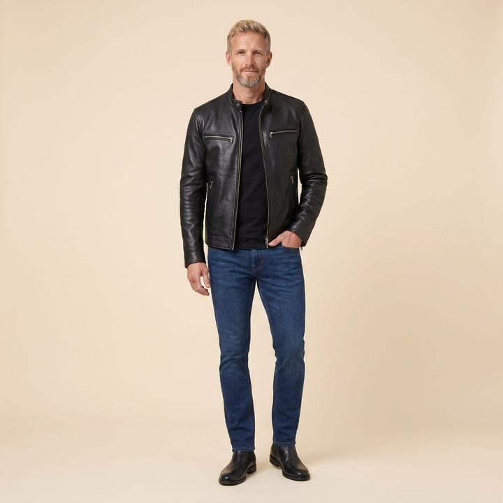 Maverick leather black pose