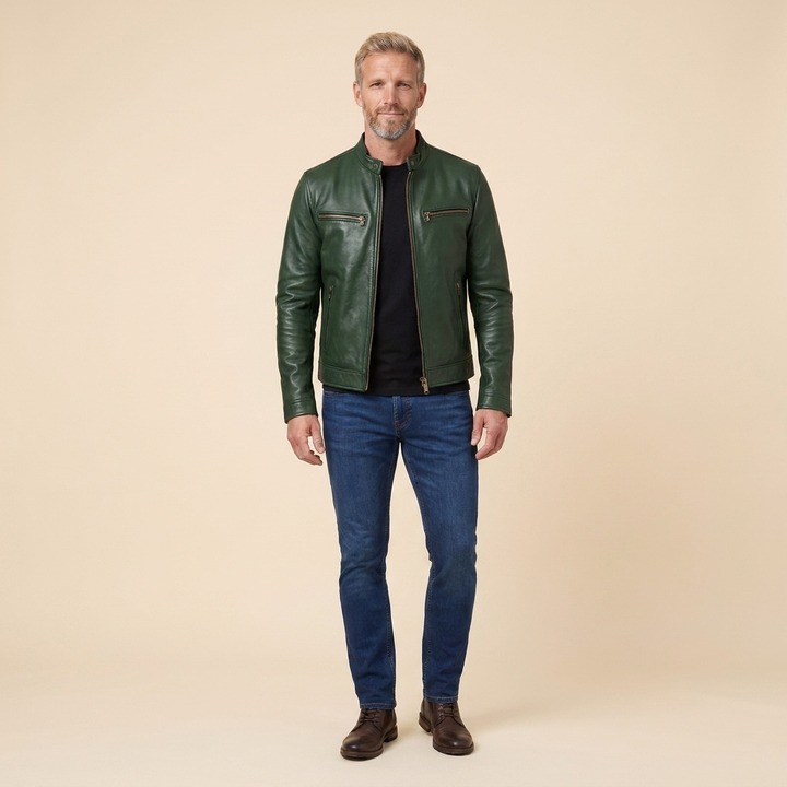 Maverick leather green front