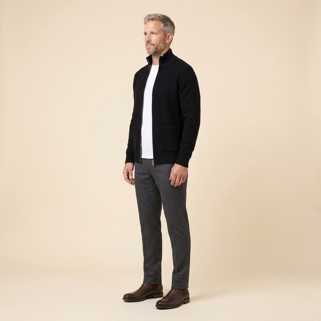 Zeron cardigan black side
