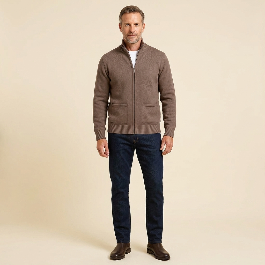 Zeron cardigan brown front