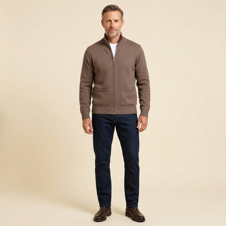 Zeron cardigan brown front