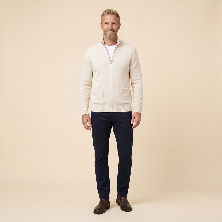 Zeron cardigan white front