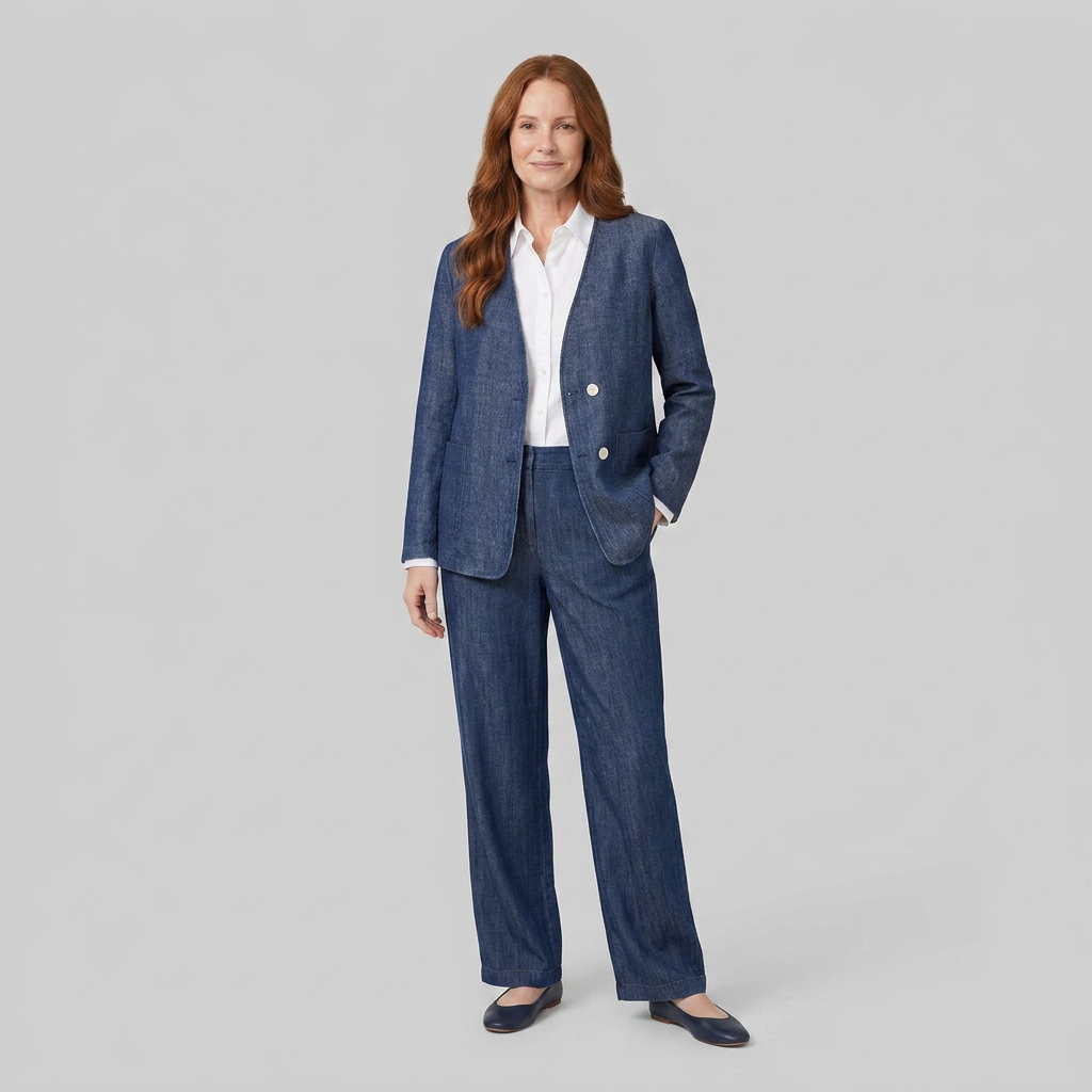 Elysian reversible denim pose