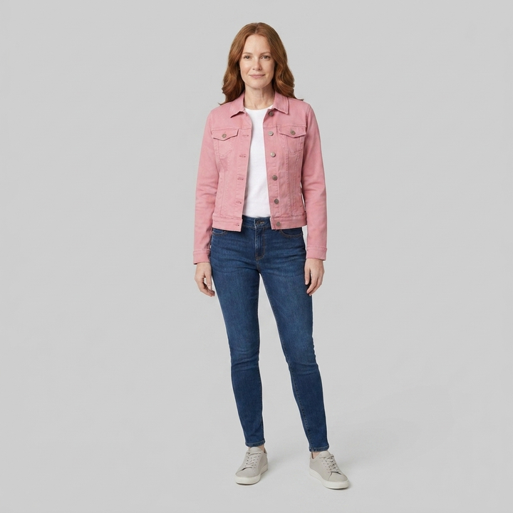 Gina denim jacket pink front