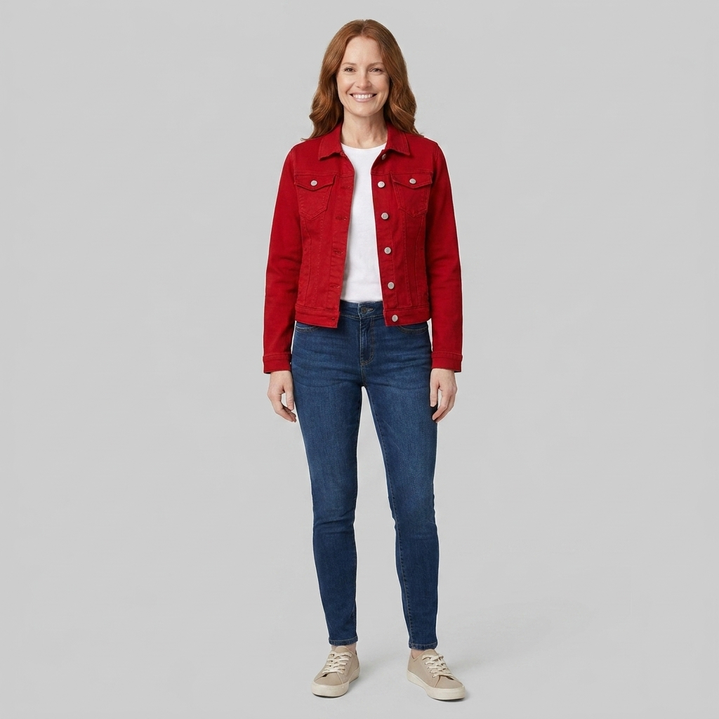 Gina denim jacket red front